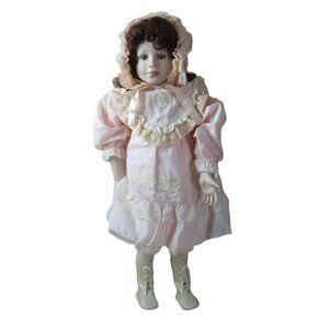 Seymour Mann Hargrave Porcelain 22" Doll with Pink Victorian Style Dress